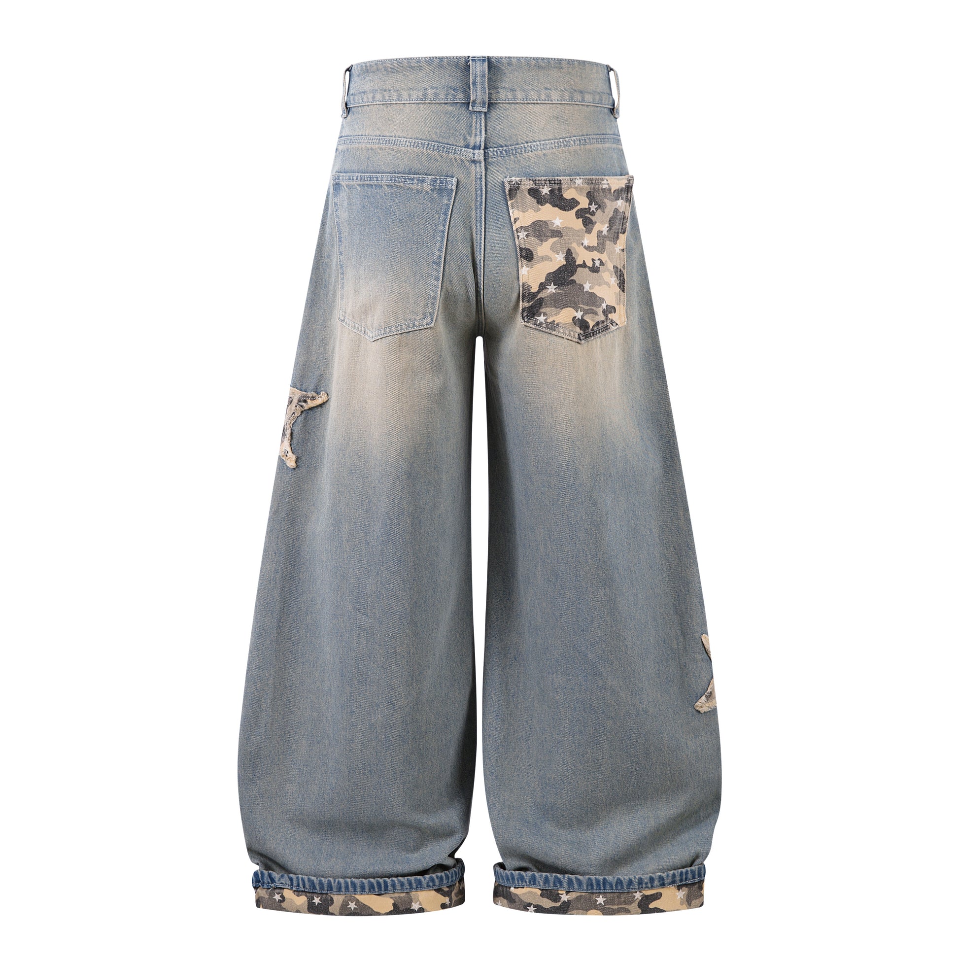 Camo Star Cuffed Denim | Baggy Streetwear Jeans - Santo 