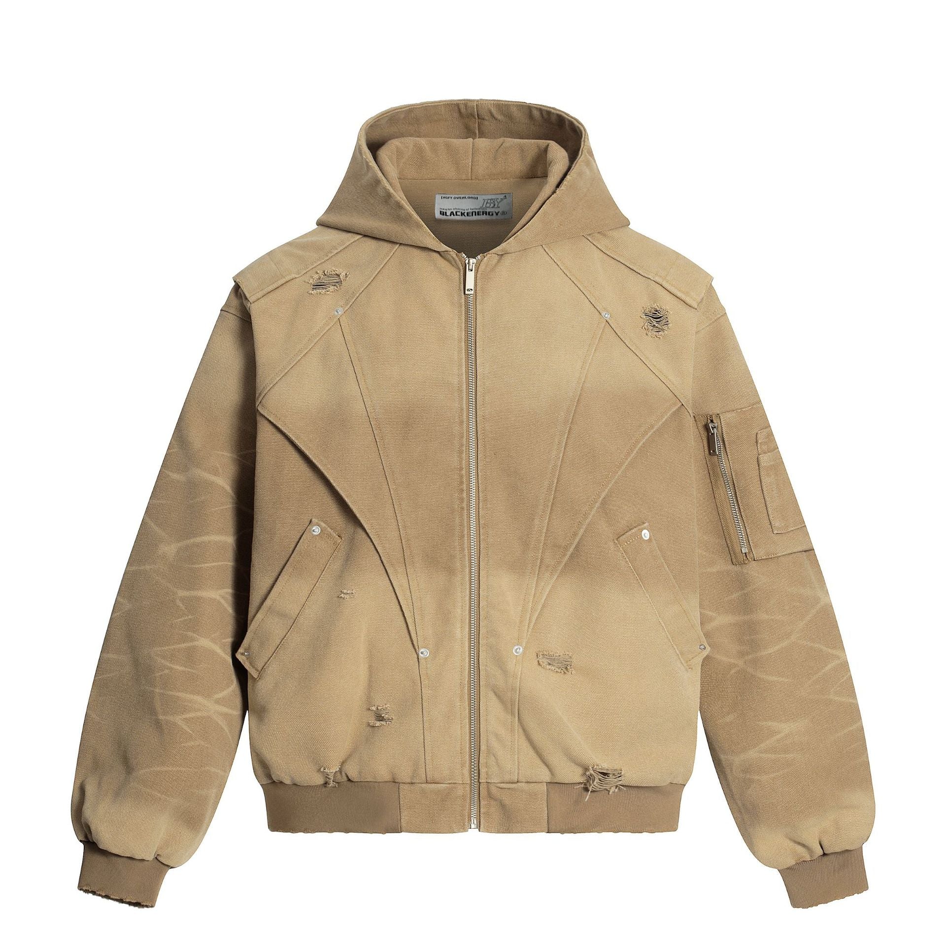 Distressed Washed Streetwear | Retro Patchwork Hoodie - Santo 