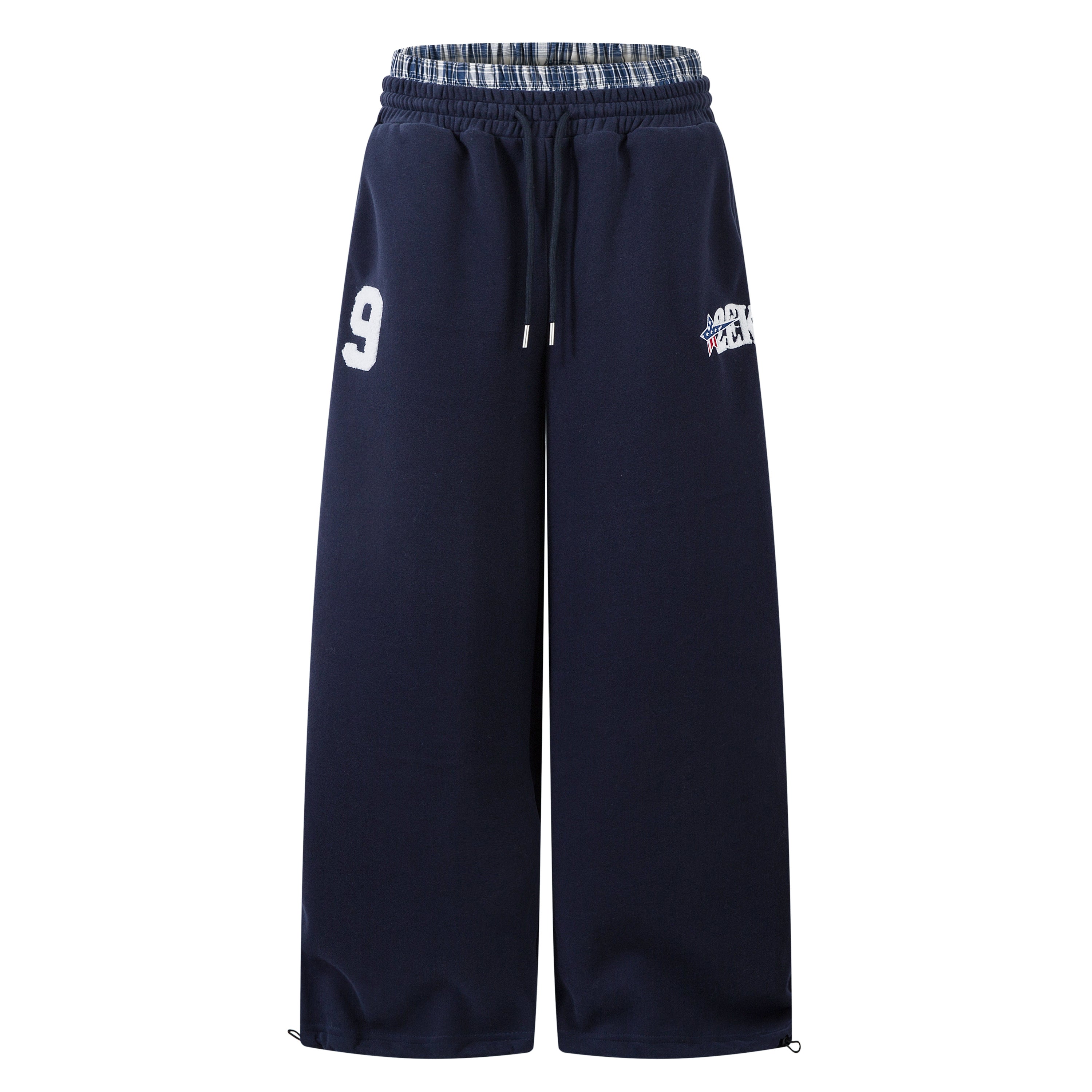 Patchwork Wide Leg Sweatpants | Grey Black Streetwear Trousers - Santo 