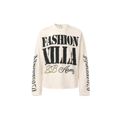 Graphic Letter Sweatshirt | Crew Neck Long Sleeve Pullover - Santo 