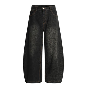 Leopard Print Barrel Jeans | Wide Leg High Rise Streetwear Denim - Santo 