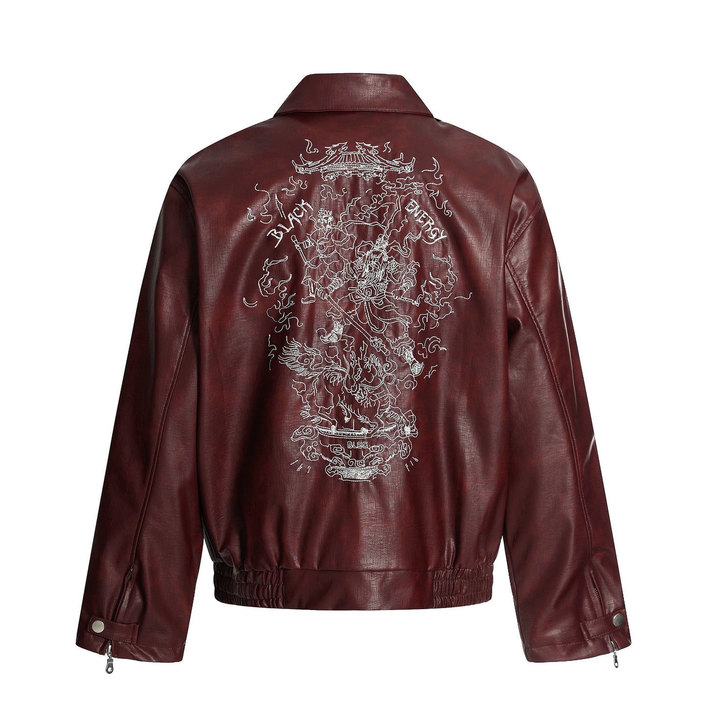 Retro Motorcycle Streetwear Coat | Embroidered Leather Jacket - Santo 