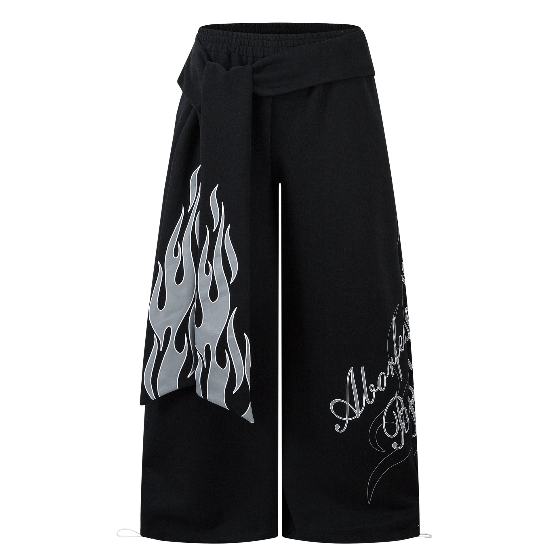 Flame Print Sweatpants | Baggy Streetwear Trousers - Santo 