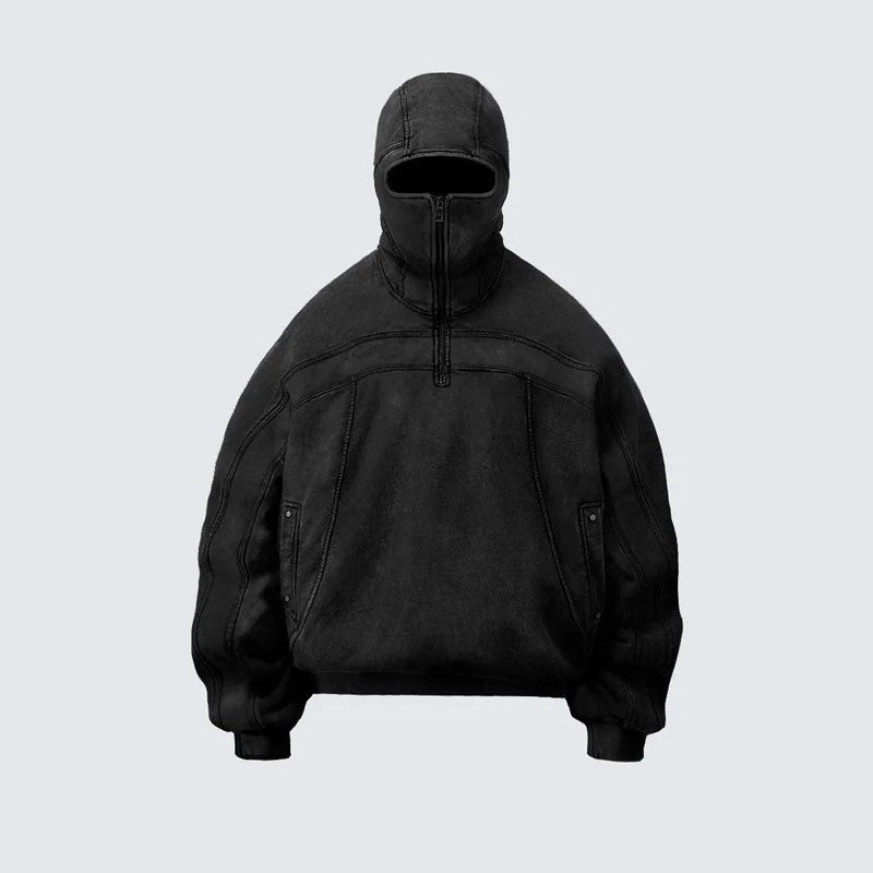 Vintage Washed Pullover | Spliced Streetwear Essential Hoodie