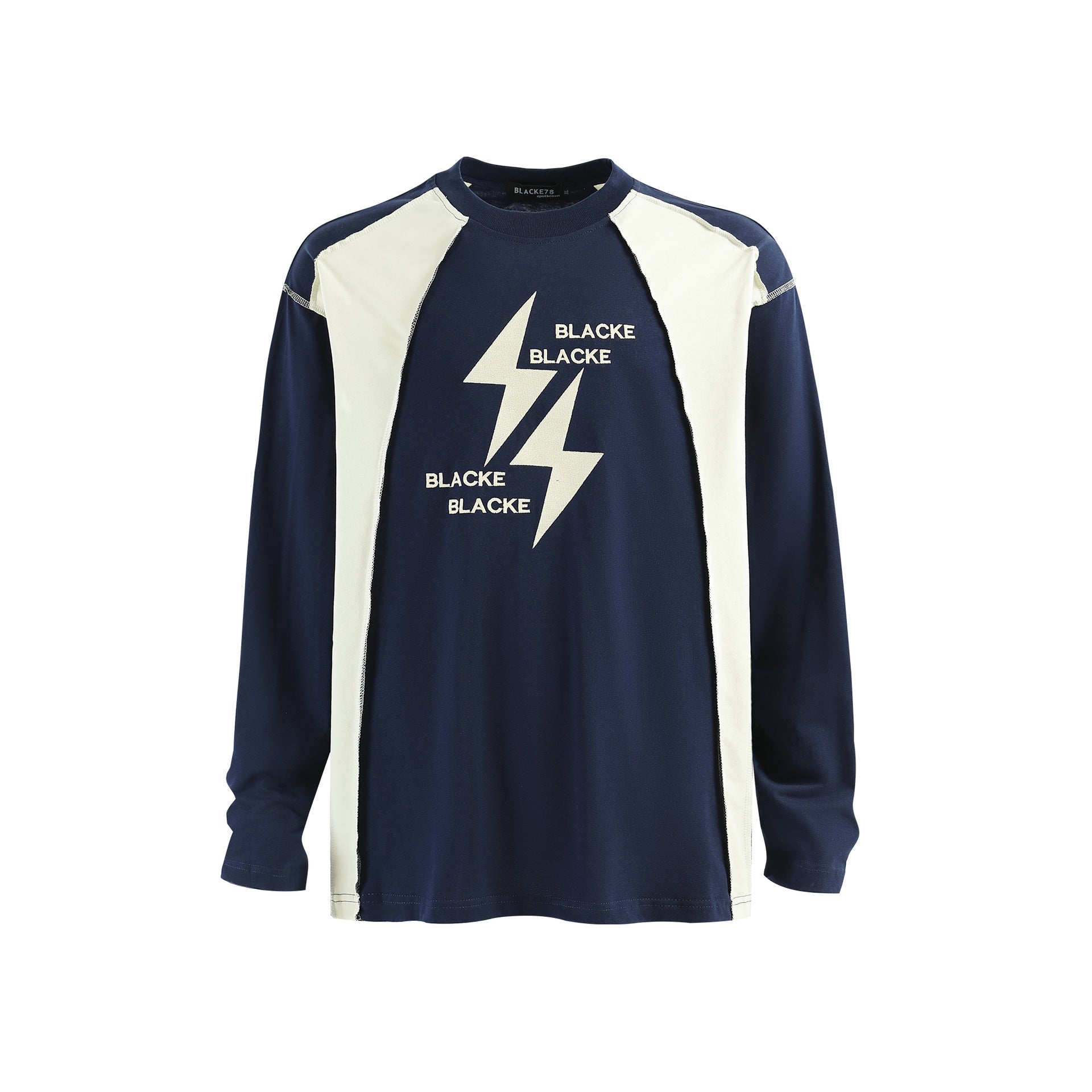Lightning Graphic Sweatshirt | Contrast Stitch Long Sleeve Top - Santo 