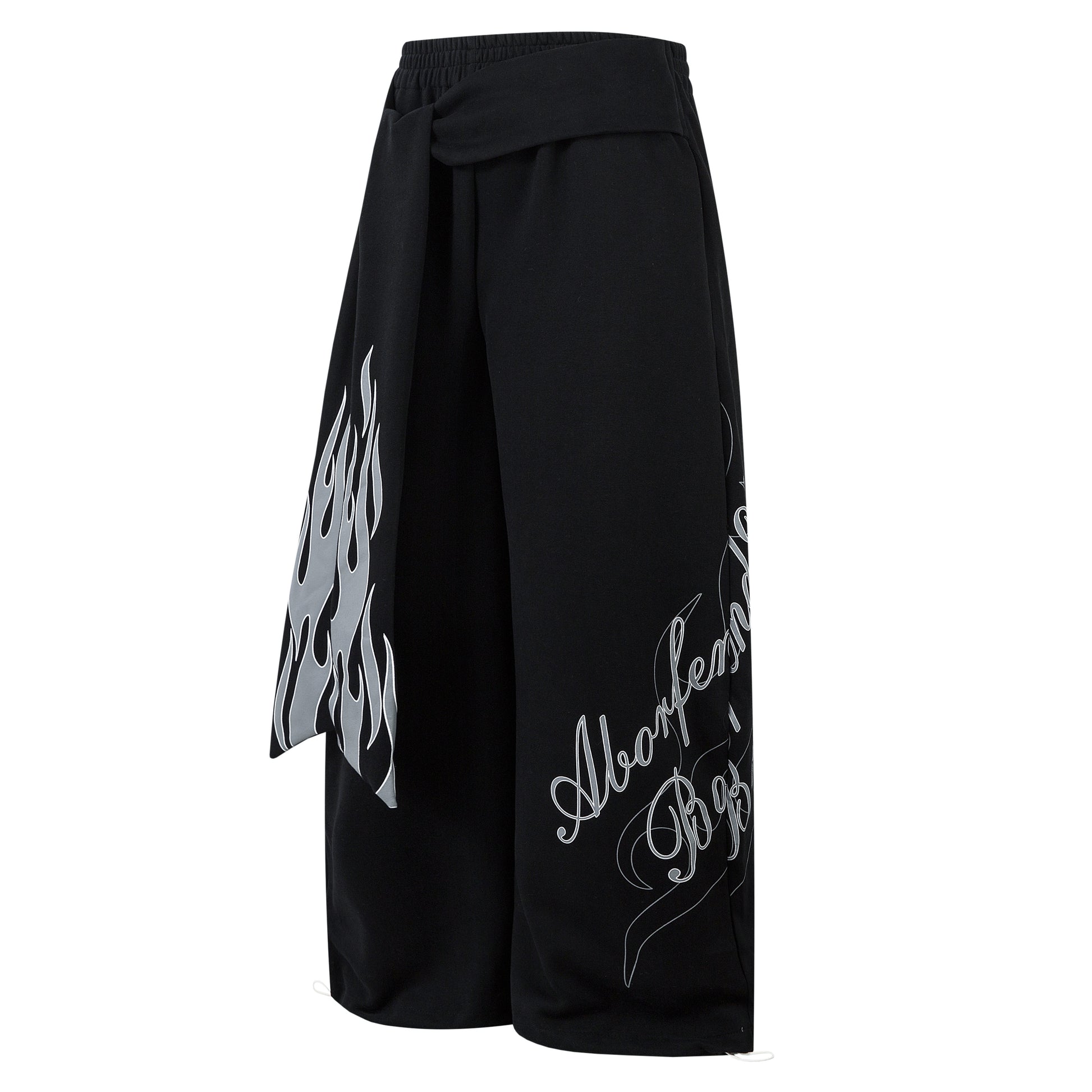Flame Print Sweatpants | Baggy Streetwear Trousers - Santo 