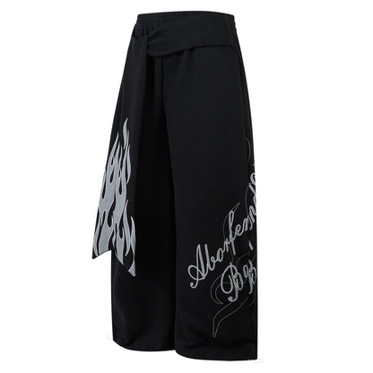 Flame Print Sweatpants | Baggy Streetwear Trousers - Santo 