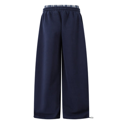 Patchwork Wide Leg Sweatpants | Grey Black Streetwear Trousers - Santo 