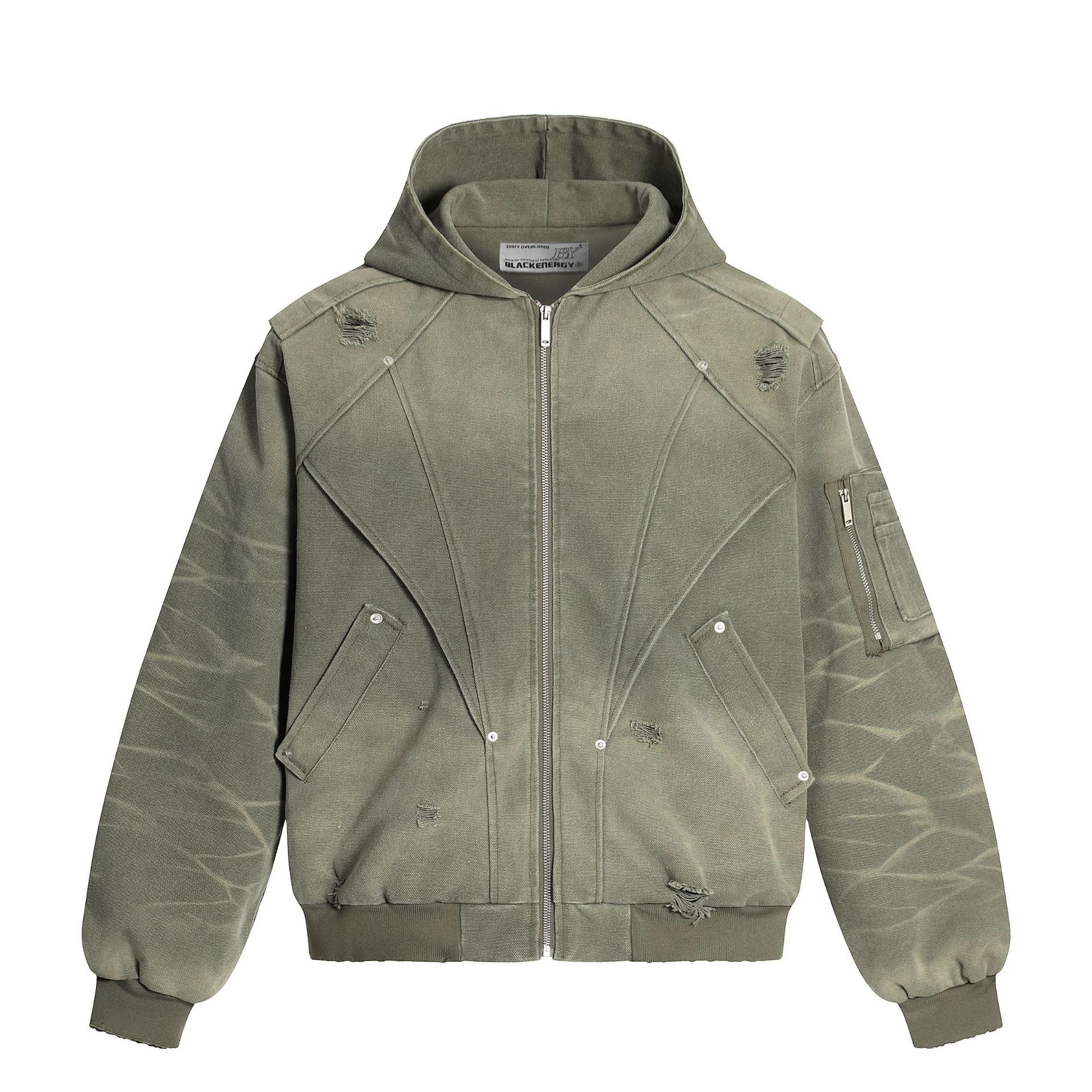 Distressed Washed Streetwear | Retro Patchwork Hoodie - Santo 