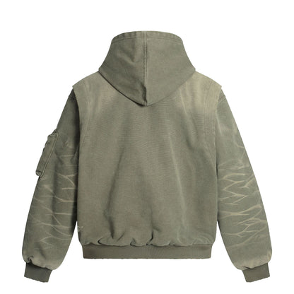 Distressed Washed Streetwear | Retro Patchwork Hoodie - Santo 