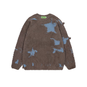 Distressed Star | Fuzzy Knit Sweater - Santo 