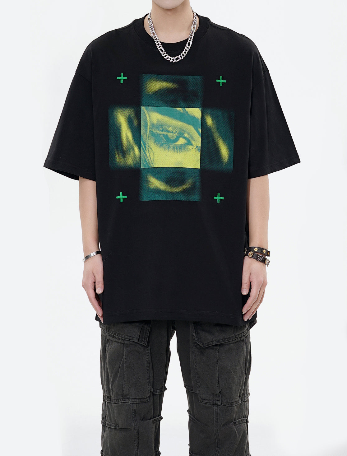 "Blurring Eye Print" T Shirt - Santo 