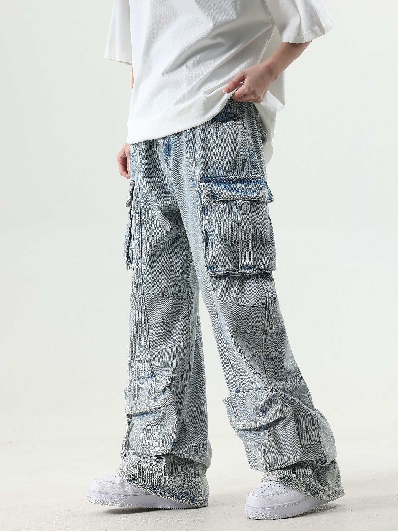 'Distressed Cargo' Jeans - Santo 