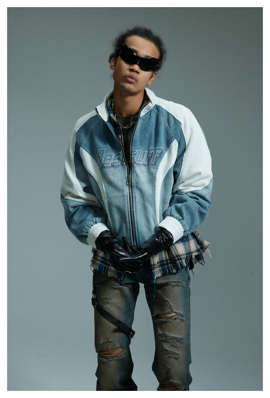 Skyline Stride | Patchwork Denim Trainingsjacke