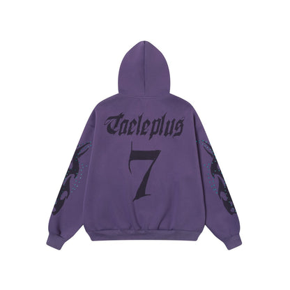 Flame Rhinestone | Y2K Zip-Up Hoodie - Santo 