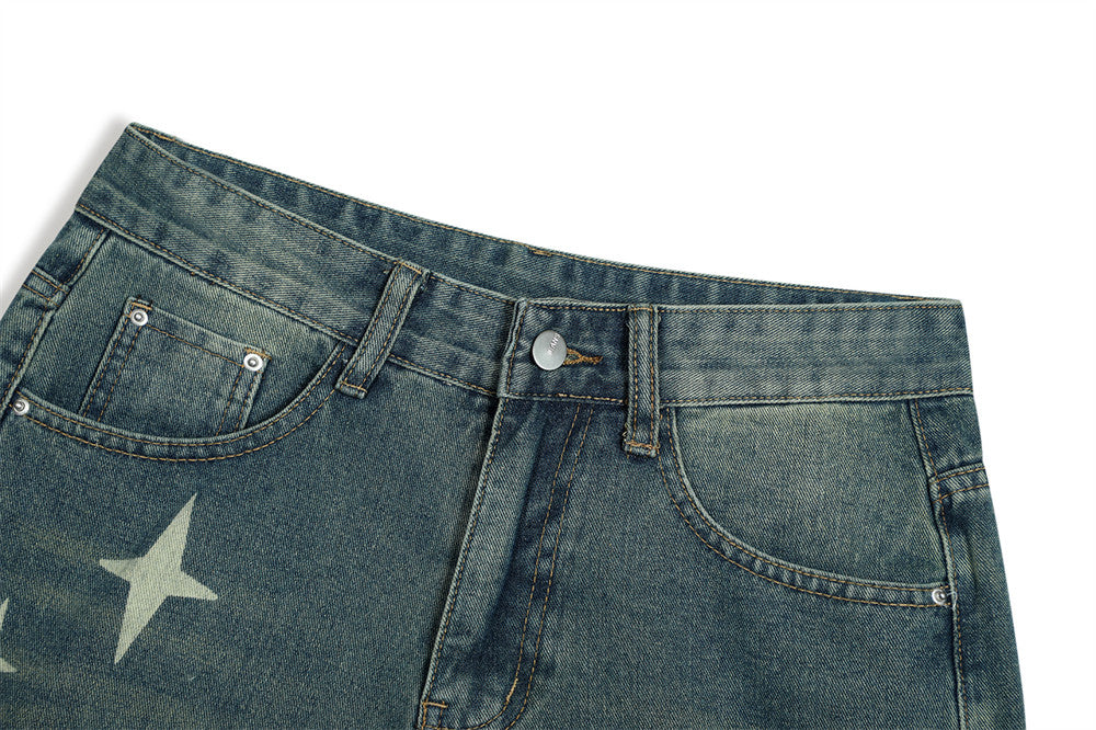 Starlight | Short en jean à imprimé étoiles streetwear