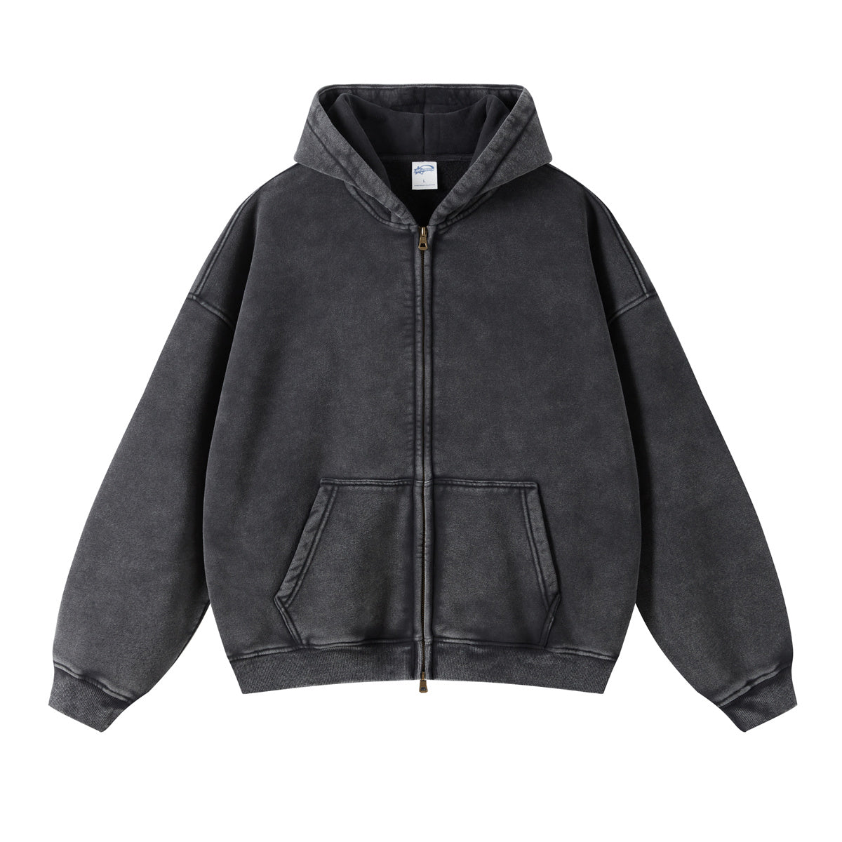 Retro Essence | Washed Oversized Zip-Up Hoodie