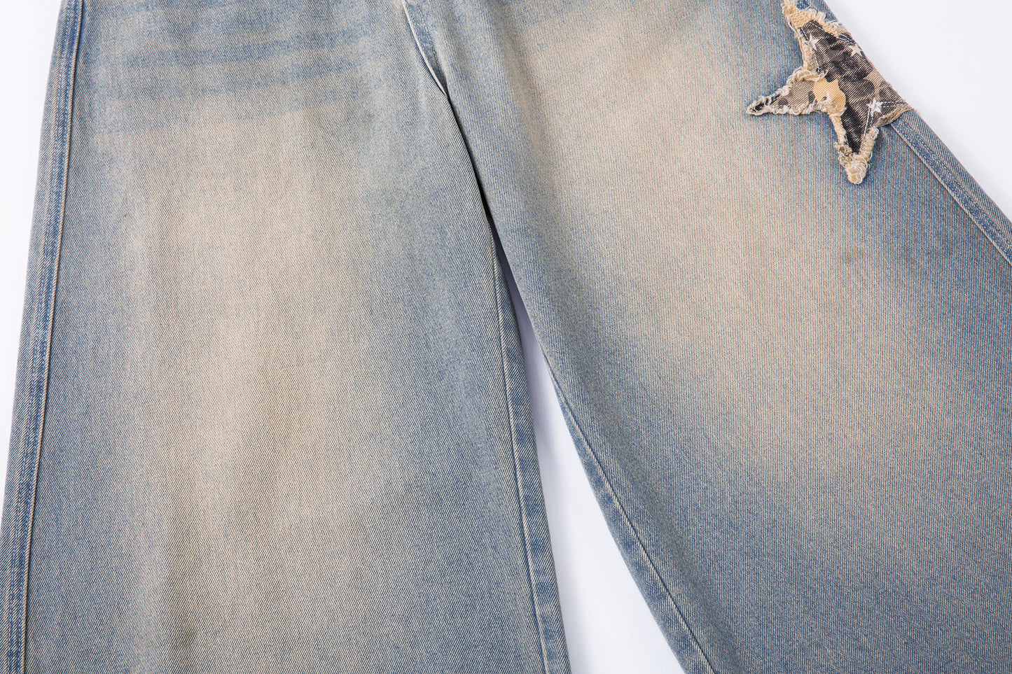 Camo Star Cuffed Denim | Baggy Streetwear Jeans - Santo 