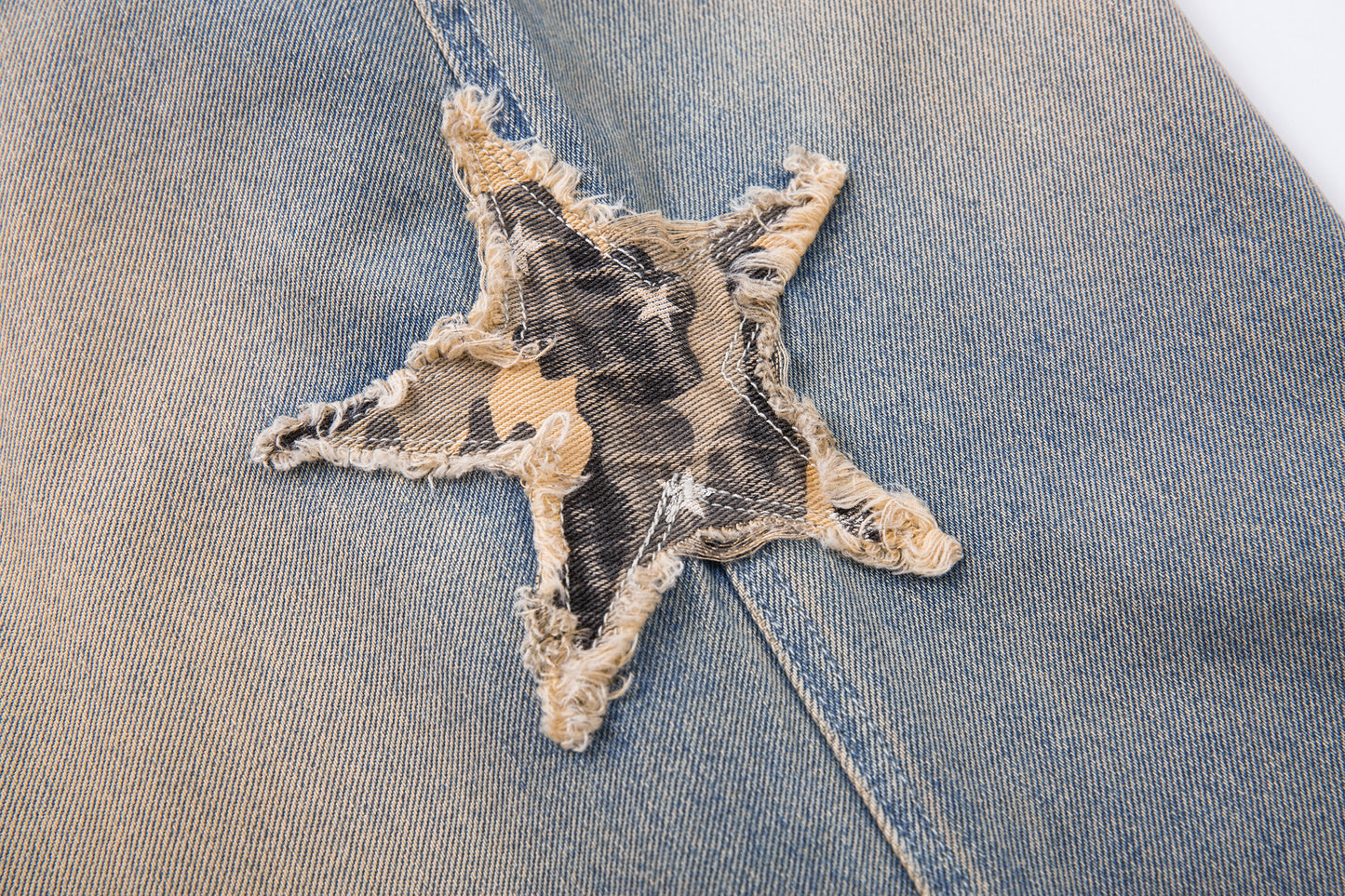 Camo Star Cuffed Denim | Baggy Streetwear Jeans - Santo 