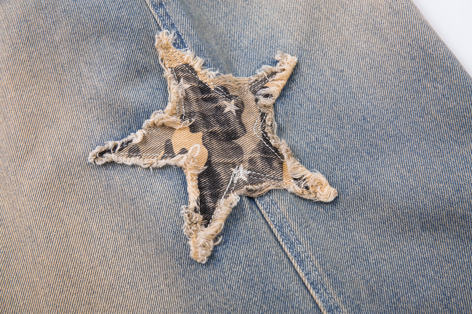 Camo Star Cuffed Denim | Baggy Streetwear Jeans - Santo 