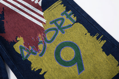 Retro High Street Style Trousers | Wide Leg Baggy Print Jeans - Santo 