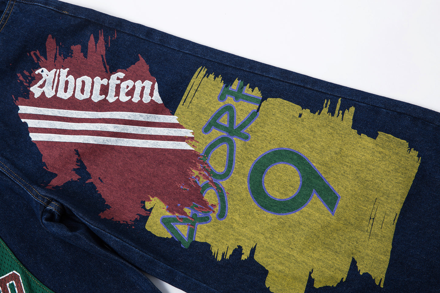 Retro High Street Style Trousers | Wide Leg Baggy Print Jeans - Santo 