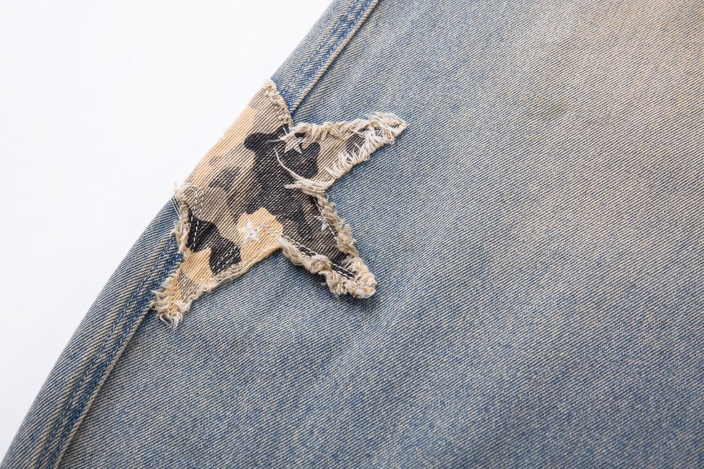 Camo Star Cuffed Denim | Baggy Streetwear Jeans - Santo 