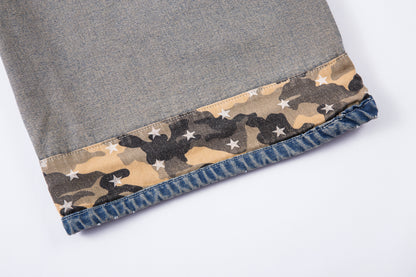 Camo Star Cuffed Denim | Baggy Streetwear Jeans - Santo 