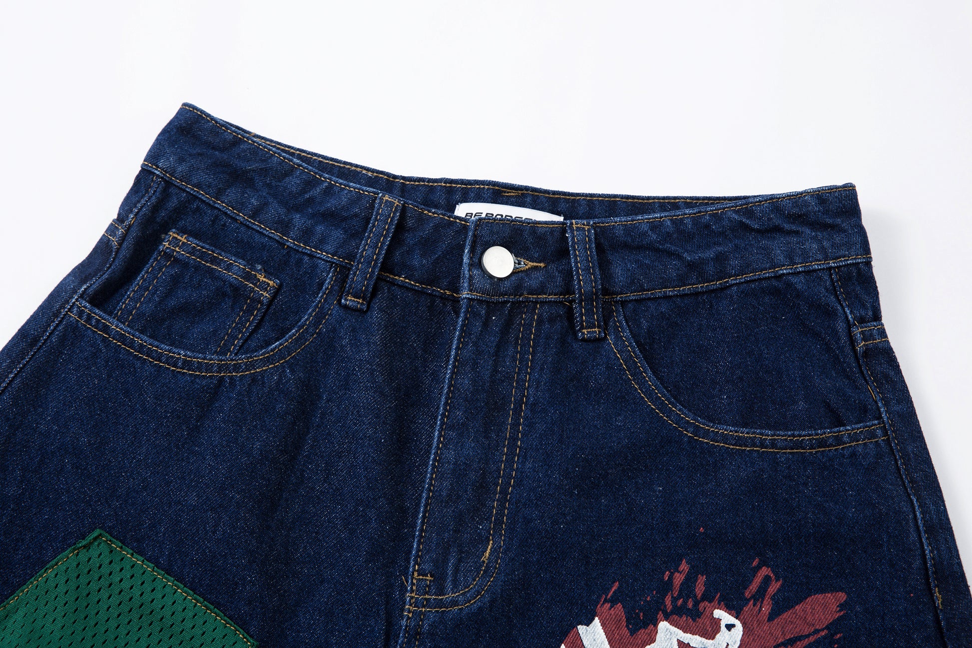 Retro High Street Style Trousers | Wide Leg Baggy Print Jeans - Santo 