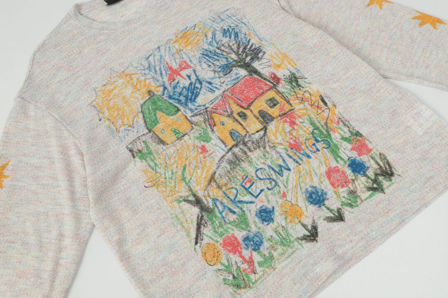 Retro Long Sleeve Streetwear Top | Graffiti Print Sweatshirt - Santo 