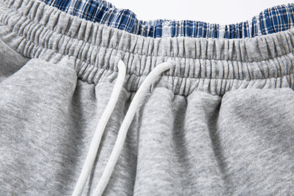 Patchwork Wide Leg Sweatpants | Grey Black Streetwear Trousers - Santo 