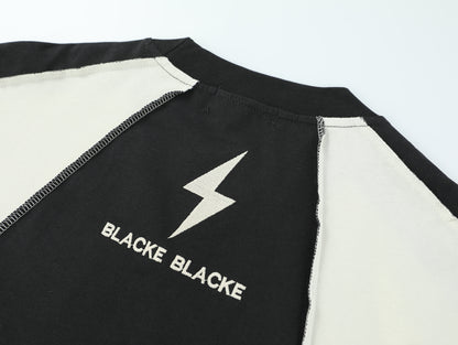 Lightning Graphic Sweatshirt | Contrast Stitch Long Sleeve Top - Santo 