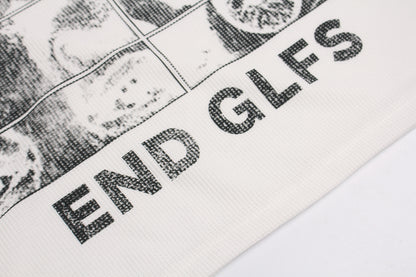 Letter Print Sweatshirt | Waffle Knit Long Sleeve Top - Santo 