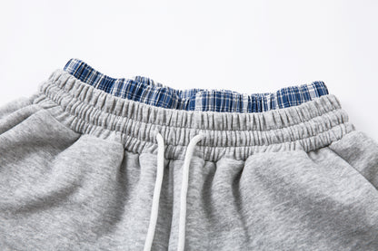 Patchwork Wide Leg Sweatpants | Grey Black Streetwear Trousers - Santo 