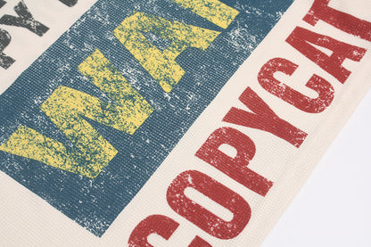 Waffle Knit Sweatshirt | Graphic Print Crewneck Pullover - Santo 