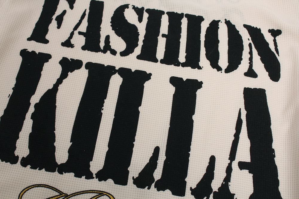 Graphic Letter Sweatshirt | Crew Neck Long Sleeve Pullover - Santo 