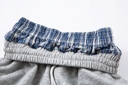 Patchwork Wide Leg Sweatpants | Grey Black Streetwear Trousers - Santo 