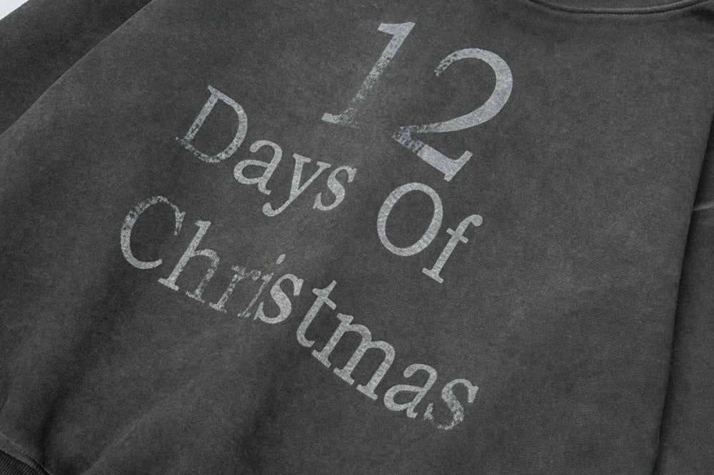 Distressed Retro Pullover | Hollow Embroidered Christmas Hoodie