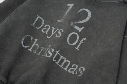 Distressed Retro Pullover | Hollow Embroidered Christmas Hoodie - Santo 