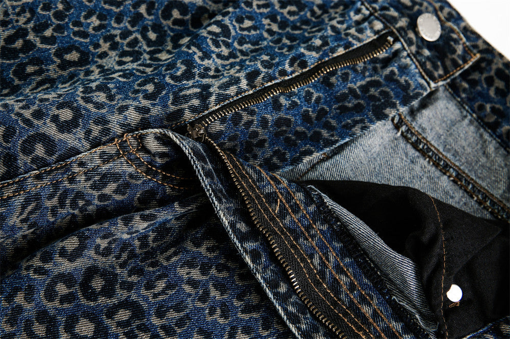 Leopard Print Barrel Jeans | Wide Leg High Rise Streetwear Denim - Santo 