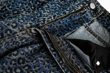 Leopard Print Barrel Jeans | Wide Leg High Rise Streetwear Denim - Santo 