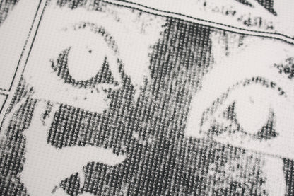 Letter Print Sweatshirt | Waffle Knit Long Sleeve Top - Santo 