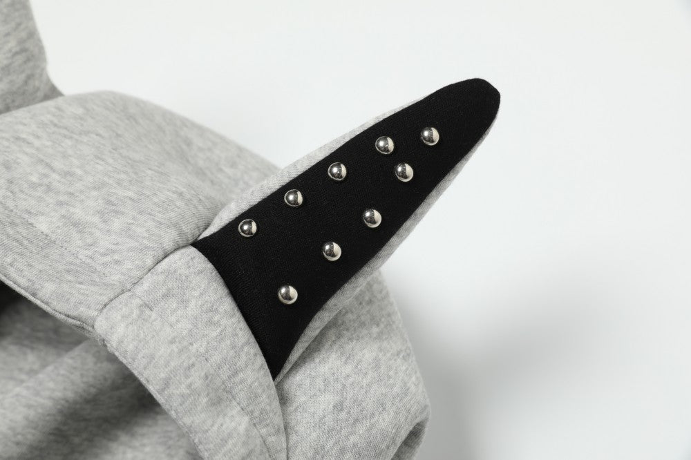 Horned Studded Jacket | Zip Up Streetwear Hoodie