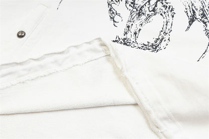 Dragon Bone Print Pullover | Retro Rivet Streetwear Hoodie - Santo 