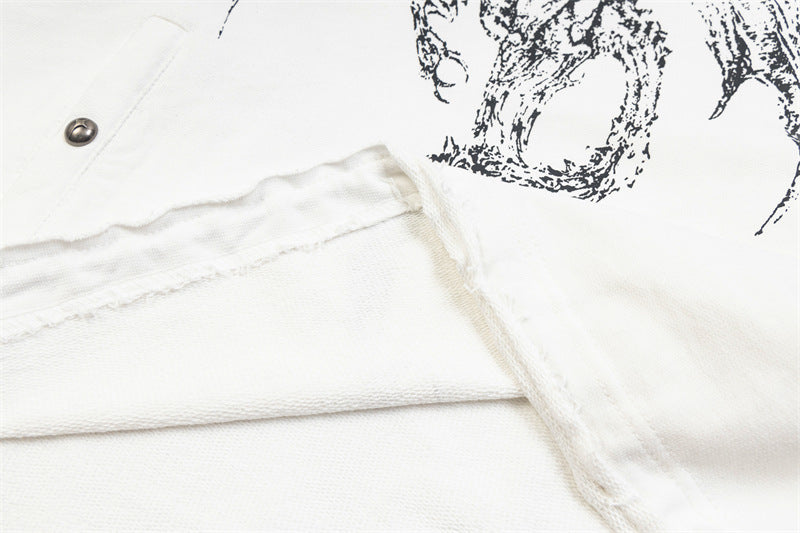 Dragon Bone Print Pullover | Retro Rivet Streetwear Hoodie