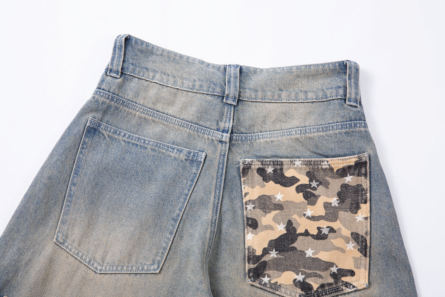 Camo Star Cuffed Denim | Baggy Streetwear Jeans - Santo 