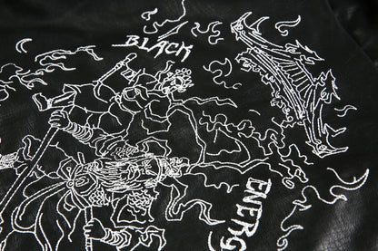 Retro Motorcycle Streetwear Coat | Embroidered Leather Jacket - Santo 