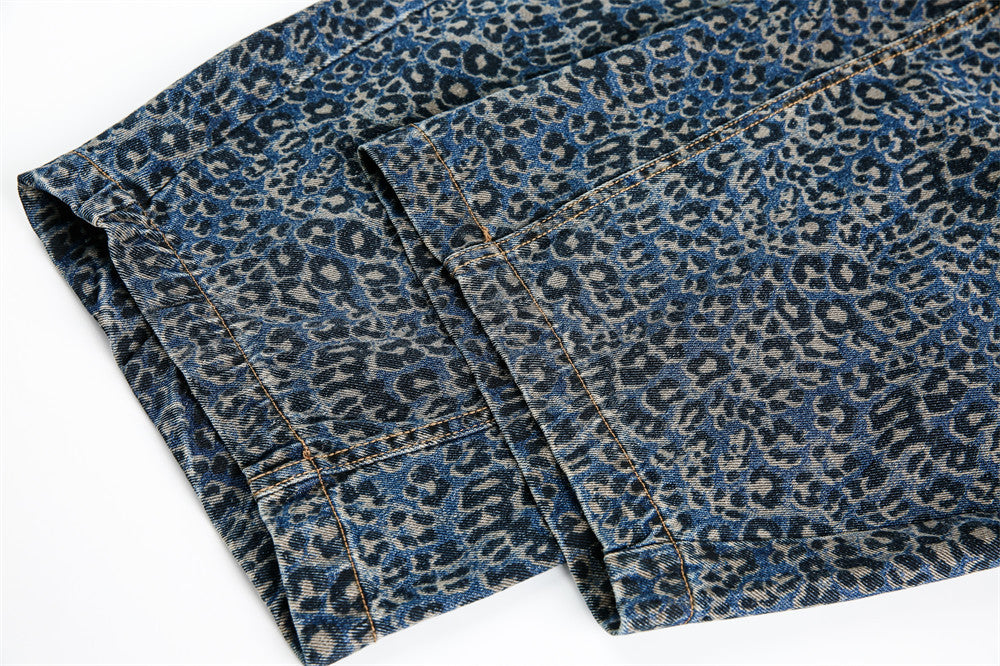 Leopard Print Barrel Jeans | Wide Leg High Rise Streetwear Denim - Santo 