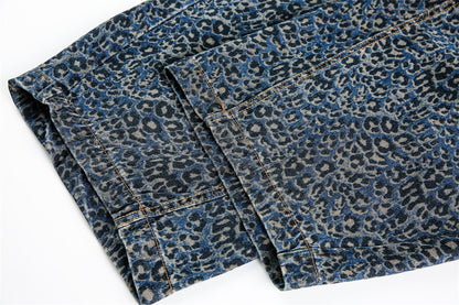Leopard Print Barrel Jeans | Wide Leg High Rise Streetwear Denim - Santo 