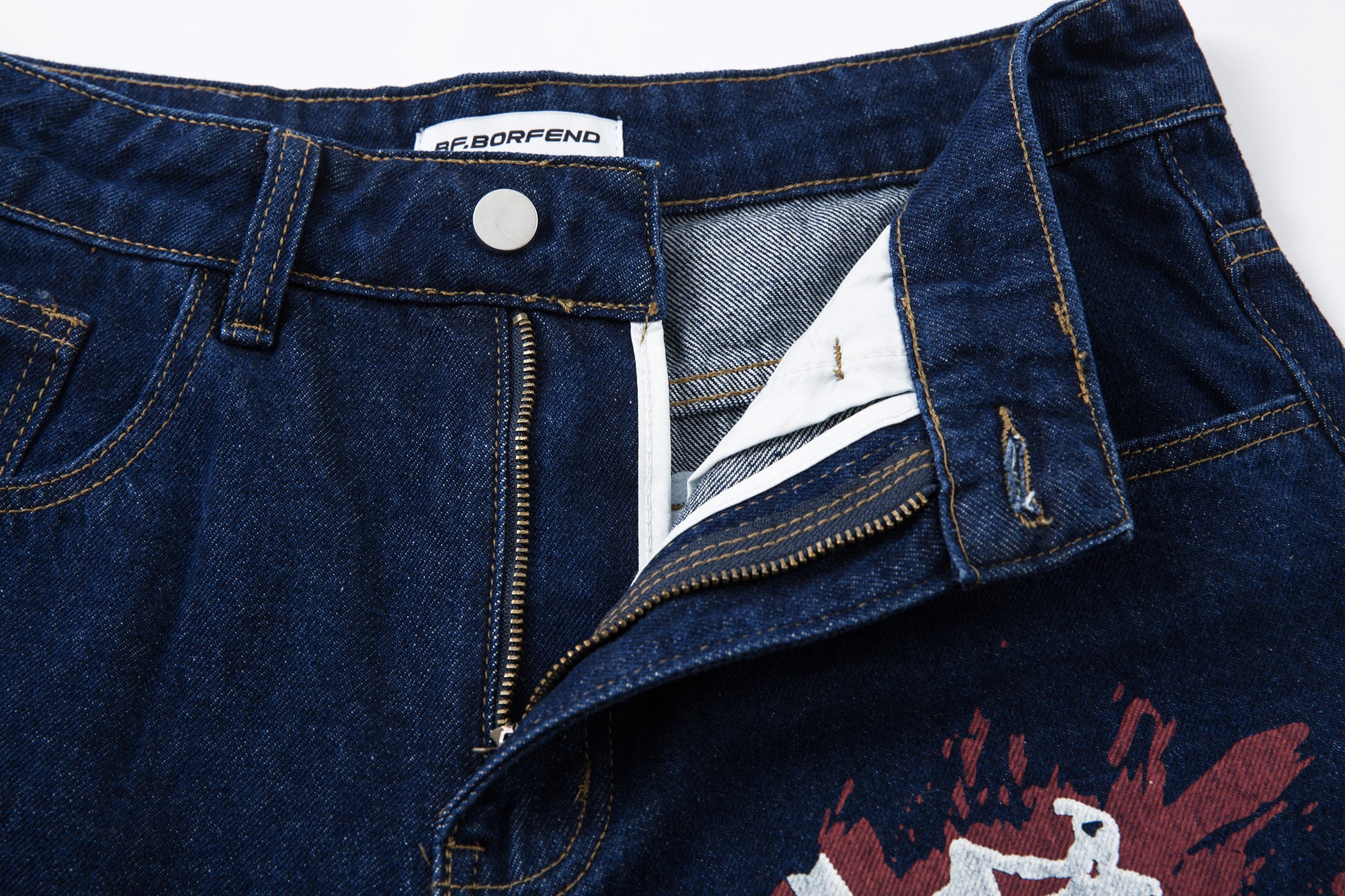 Retro High Street Style Trousers | Wide Leg Baggy Print Jeans - Santo 